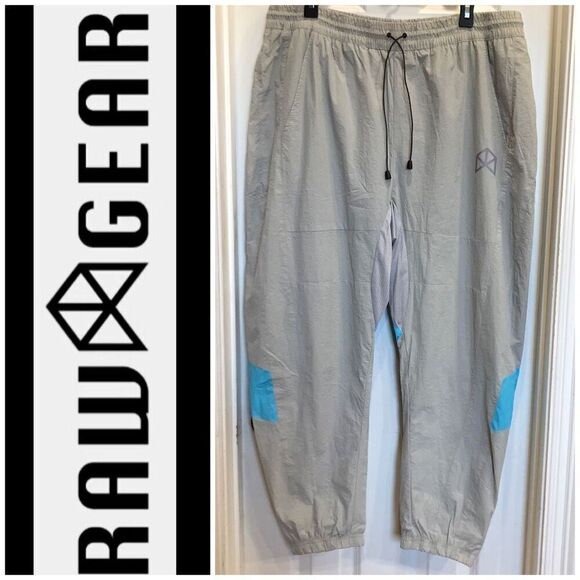 RAWGEAR - M Sz 2XL - NWOT Performance High-Tek Nylon Trail/Track Joggers/Lt Grey - Picture 1 of 16
